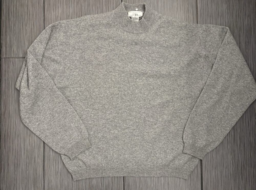 Vintage Louis Roth Tworly Cashmere Sweater Men’s XL Gray Mock Neck